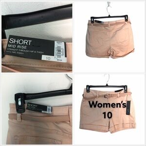 Women’s Apt. 9 M Medium 10 Jeans Shorts Pastel Peach Stretch With Belt Denim NWT